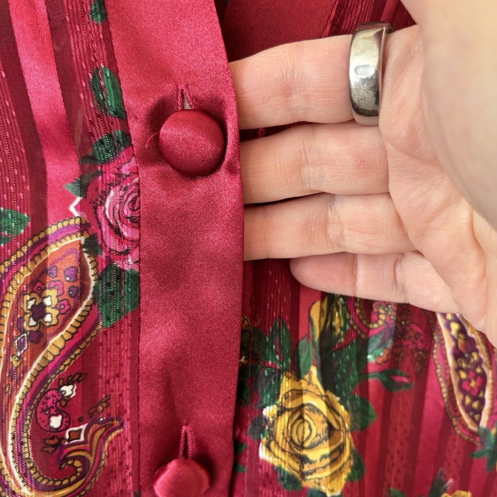 Victorias Secret 90s Gold Label Pajama‎ Set Floral Paisley Size M Valentine Luxe - Picture 5 of 15